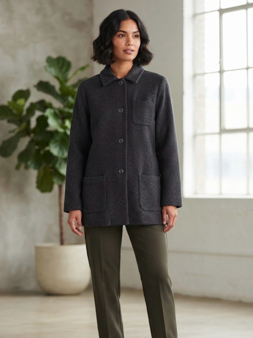 Vintage Amanda Smith Wool Cashmere Chore Jacket Size 14 Classic Vintage Academia - Picture 1 of 15